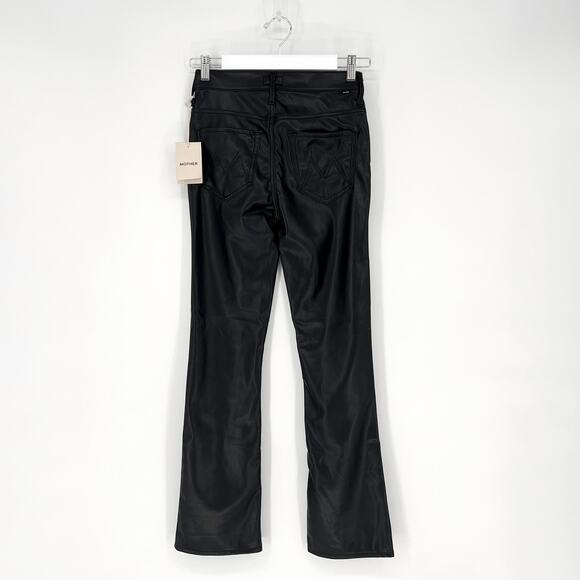 MOTHER NWT The Insider Flood Pants Women’s Size 24 Black Faux Leather - Picture 9 of 9